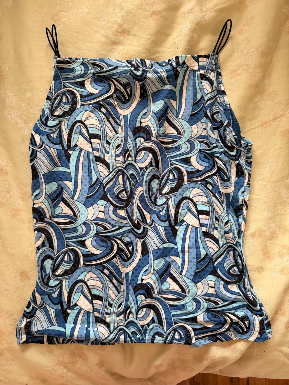 Emilio Pucci Blue Multi-Print Sleeveless Polo Tank